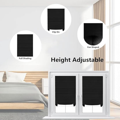 Window Blinds Cordless Blackout No Drill Cut to Size Clip On Stick On Self Adhesive Temporary Blinds Pleated Paper Blinds for Windows Doors Shades for Home Nursery Bedroom Kitchen Bathroom