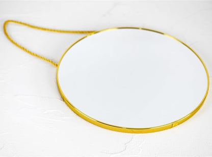 Round Wall Mirror Door Mirror PVC Plastic Frame (Gold, 11.8 inch)