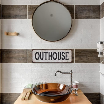 OUTHOUSE Vintage Look Rustic Metal Sign Plaque Retro Signs Wall Decor 6 x 18 High Gloss Metal 206180035037