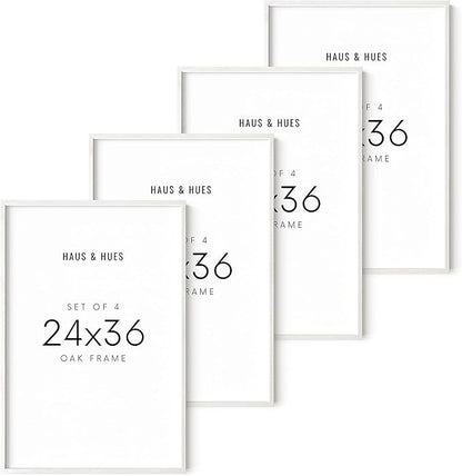HAUS AND HUES White Oak Wood 24x36 Picture Frames - Set of 4, Large Gallery Frames for Wall Decor