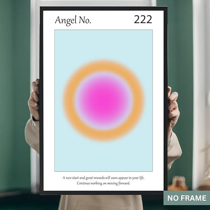 Colorful Gradient Aura Angel Numbers Poster Sets for Room Aesthetic Inspirational Quotes Wall Art Paintings Abstract Minimalist Style Room Wall Decor for Bedroom Office - 11x17in LAMINATED - No Frame