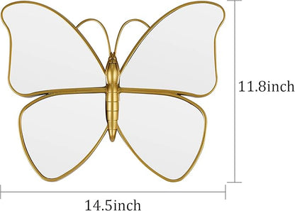 Decorative Butterfly Wall Mirror with Gold Plastic Frame (14.5x11.8inch)