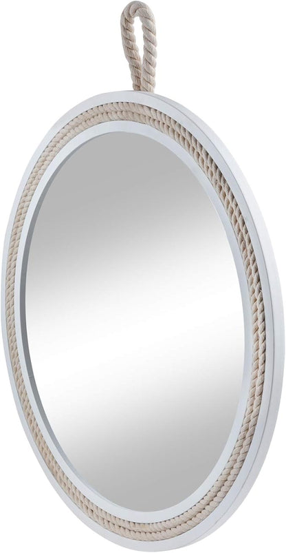 Small Decorative Mirror 11.4'' Round Hanging Mirror for Wall Nautical Rope Mirror for Bathroom Office Living Room All Occasions, White Accent 2