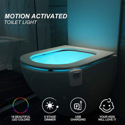 Chunace 4 Pack Rechargeable Toilet Night Light with Motion Activated Sensor, 16 Colors LED Nightlight Inside Bowl, Cool Stuff for Bathroom Decor Accessories, Unique & Funny Gadgets for Men/Kids 2025