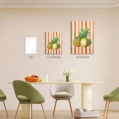 LHHJDIO 3 Piece Trendy Fruit Canvas Wall Art Vintage Kitchen Wall Art Colorful Fruit Pictures Wall Decor Orange Modern Art Prints for Kitchen Dining Room Living Room 12"x16"