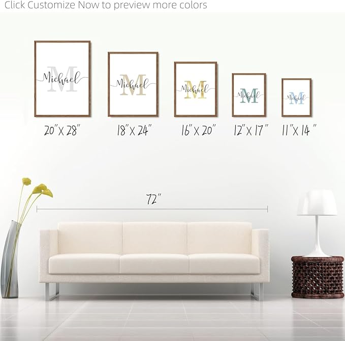 Woodkap Wall Art Decor, Custom Couples Sign Initials Name and Date Print Pictures Unframed, Wall Decorations for Home Living Room Master Bedroom Bathroom, Above Bed Artwork, Engagement & Wedding Gifts