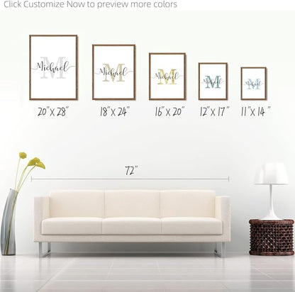 Woodkap Wall Art Decor, Custom Couples Sign Initials Name and Date Print Pictures Unframed, Wall Decorations for Home Living Room Master Bedroom Bathroom, Above Bed Artwork, Engagement & Wedding Gifts