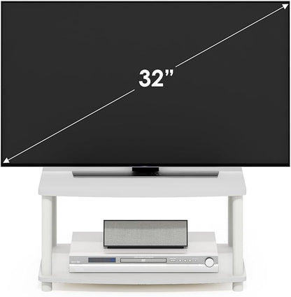 Furinno Turn-N-Tube TV Riser Stand, 2-Tier Small Elevated No Tools TV Stand, TV Console for TV up to 32 inch, 15.8 x 23.8 x 11, for Living Room, Bedroom, White