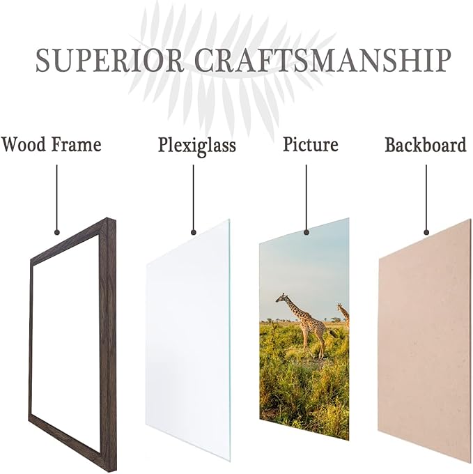 9 x 13 Picture Frame Set of 3, 13 x 9 walnut Wooden Frame Wall Gallery Poster Photo frame with Shatter Resistant Plexiglass,Horizontal and Vertical Formats for Wall Hanging, best gift