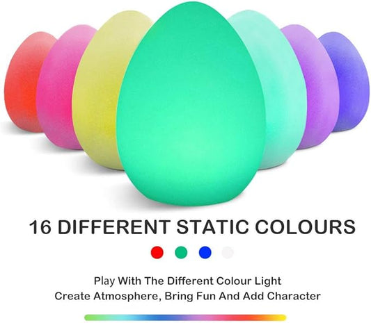 Egg Shape Color LED Mood Lamp, Rechargeable Dimmable Night Light with Remote Control 16 Dimmable Colors 4 Effects for Kids and Adults,Ambient Decorative Party Lighting(14x19cm)