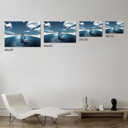 Jumong Motivational Wall Decor, SMOOTH SEAS NEVER MADE A SKILLED SAILOR Inspirational Office Wall Art, Motivational Canvas Wall Art Print, Inspirational Wall Art for Office Decor