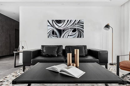Yihui Arts Black and White Metal Art Wall Decor Hand Crafted Abstract Aluminum Artwork Modern Wall Sculpture Home Accent for Living Room Bedroom Dinning Decor