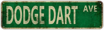 Vintage Signs Dodge Dart Ave Sign Street Sign Retro Metal Sign for Home Bar Coffee Garden Indoor Ourdoor Decor,Aluminium 4x16 Inch