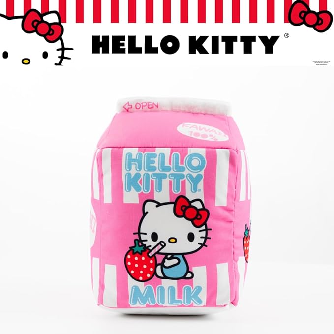 Hello Kitty Kawaii Strawberry Milk Carton Bedding Super Soft Plush Decorative Pillow, One Size, (100% Officially Licensed Product) By Franco