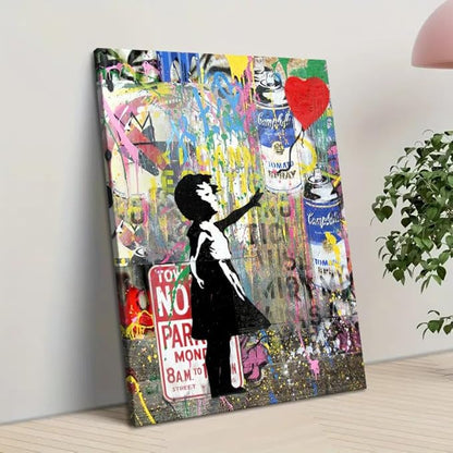 Yatsen Bridge Banksy Pop Street Graffiti Wall Art, Girl and Balloon Posters And Prints, Abstract Color Graffiti Art Canvas Paintings On the Wall Art Picture Home Decor - 12x16 inch