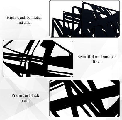 Zzbakress 4 Pieces Abstract Metal Wall Art, Minimalist Art Decoration, Paintings Wall Decor, 3D Structure Sculptures Decor for Living Room Bedroom Bathroom Office (Black style 1)