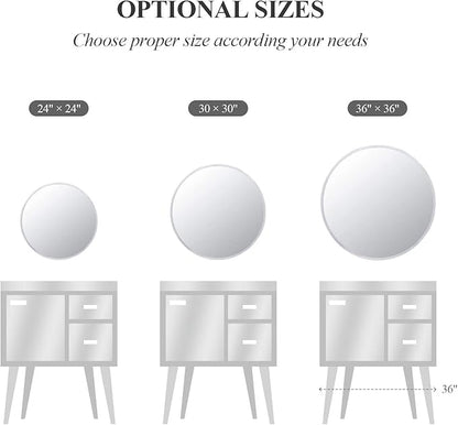 30-Inch Frameless Round Wall Mirror, Decorative Beveled Edge Bathroom Circle Mirror for Entryway, Washroom, Living Room and More