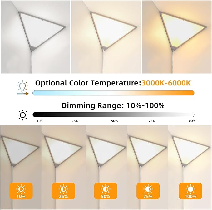 2 Pack Corner Light with 9W LED Bulb and Remote, 3 Color Temperature Corner Lamp, Dimmable Plug in Pendant Light with Acrylic Shade, Plug in Ceiling Light for Living Room, Bedroom