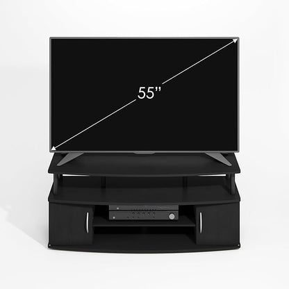 Furinno Jaya TV Stand, Entertainment Center, TV Console, for TV up to 55 Inch, with 2 Doors and Cable Management Holes, for Living Room, Bedroom, Darkwood