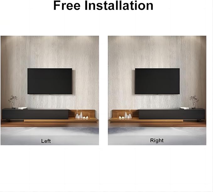 homary Wood Extendable TV Stand Rectangle Entertainment Center Media Console with 3-Drawer (Black & Walnut)