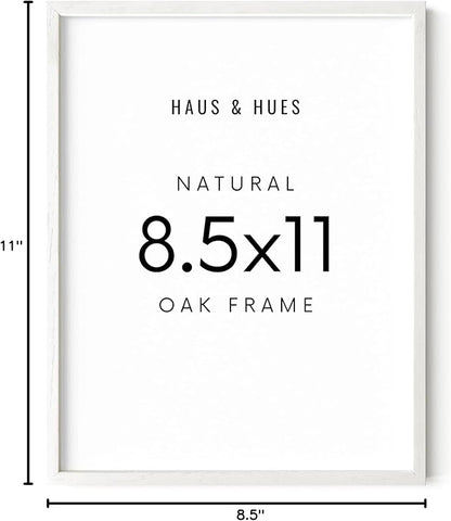 HAUS AND HUES White Oak Wood 8.5x11 Picture Frame - Lightweight Certificate Frame, Ready-to-Hang for Prints and Photos
