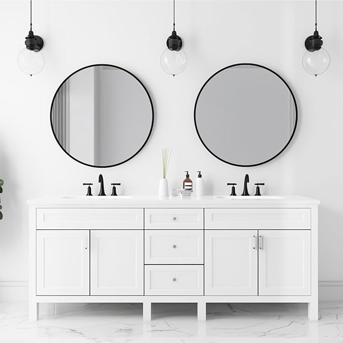 Black Round Mirror 22 inch