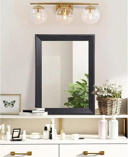 AAZZKANG Black Mirrors for Wall Rectangle Wood Framed Large 20"x16" Decorative Wall Mirror for Bedroom Bathroom Living Room Dressing Room Entryway