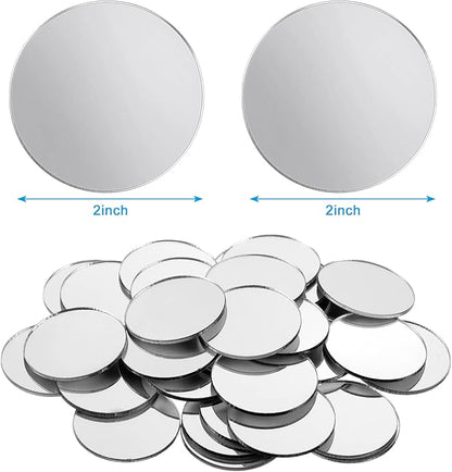 Blulu 200 Pieces Small Round Mirrors for Crafts Adhesive Round Bulk Mirror Tiny Circles Craft Acrylic Tiles for DIY Projects, Wall, Table & Art Decor Essentials (2 Inch)