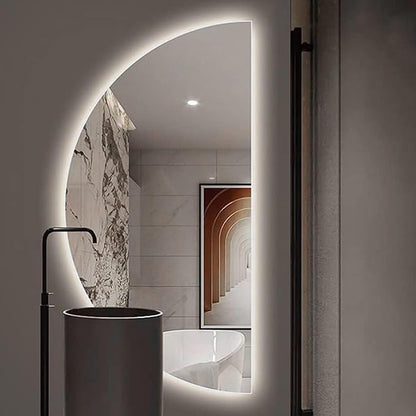 39in Half Moon LED Bathroom Mirror - Half Moon Mirrors for Wall,Frameless Backlit Smart Vanity Mirrors.3-Color Dimmable,Anti-Fog(Left Semicircle, 20 * 39in/50 * 100cm)