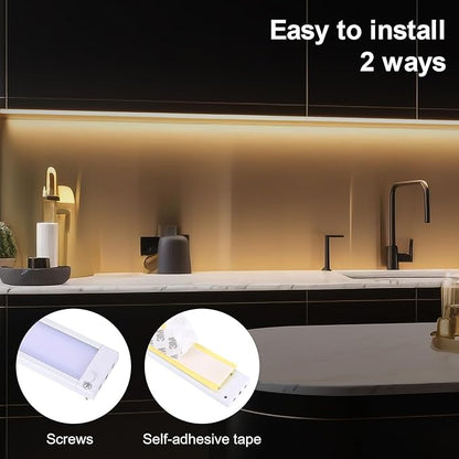 3pack 12inch Dimmable LED Under Cabinet Light Kit, 2700K to 6000K Smart LED Under Counter Lighting Fixture, Compatible with Alexa, Google Assistant, for Kitchen, Pantry, Shelf (White)