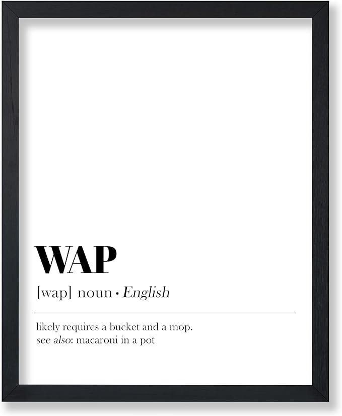 Poster Master Typography Poster - Dictionary Print - WAP Definition, Wet, Requires Bucket and Mop, Minimal, Funny - Gift for Girl, Friend - Wall Decor for Home, Bedroom, Dorm, 24x32 Unframed Wall Art