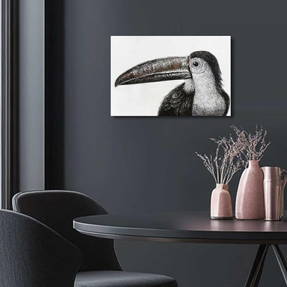Bird Painting Black and White Wall Art Animal Wall Prints Small Canvas Framed Artwork for Office Bedroom Kitchen 12x16 Inch