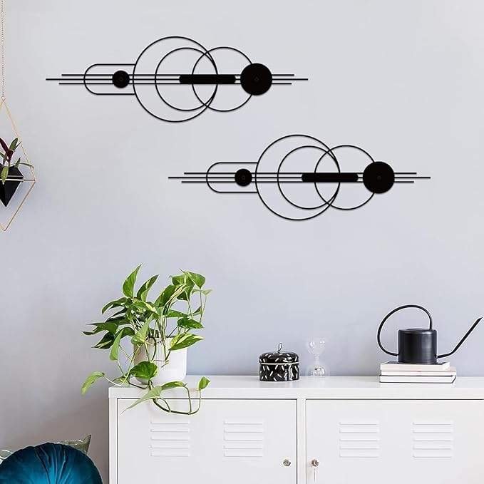 ruelen 2 Pcs Small Metal Abstract Wall Art, Modern Minimalist Wall Decor Single Line Art Metal Vertical Wall Decor Geometric Wall Hanging Sculptures for Home Bedroom Living Room, 31.5 x 10.24 Inch