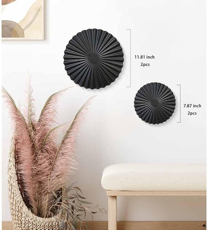 ITrixgan Black Metal Wall Art Decor For Living Room, Wall Hanging Decor Set Above TV Wall Decor, Gothic Room Decor for Bedroom Round Decorative Wall Art, Black Wall Decorations For Home Above Bed