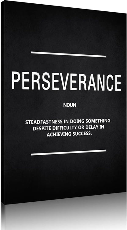 Inspirational Canvas Wall Art Motivational Painting Perseverance Noun Pictures Inspiring Entrepreneur Quote Success Posters and Prints Artwork Decor for Home Office Framed Ready to Hang -12”Wx16”H