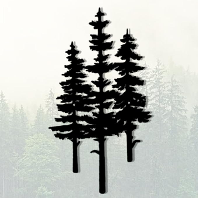 Baitiane Metal Wall Art Decor- Pine Tree Rustic Cabin Decoration - Modern Home Hanging for Living Room, Bedroom, Office, Farmhouse - Elegant Gift Idea for Housewarming Indoor & Outdoor (L) 18"x10"