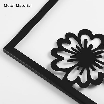 AMAATE Botanical Line Art Metal Wall Decor Set of 4, Black Iron Floral Wall Sculptures Featuring Daisy, Tulip and Wildflower Designs, Minimalist Garden Themed Art for Living Room, Bedroom, Farmhouse Decor,11" X 14.6"
