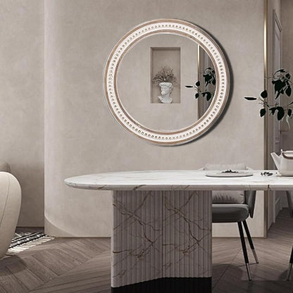 30 Inches Farmhouse Large Round Wall Mirrors Wooden, Rustic Decorative Circle Mirror for Bathroom Over Sink, Bedroom, Living Room, Entryway