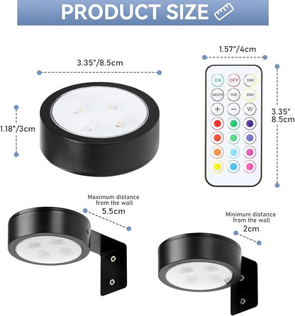 KELUOLY 4-Pack Wireless Battery Operated Painting Light with Remote Control,13 Color RGB Magnetic Led Art Picture Lights for Wall, Dimmable and Timer Poster Light, Wall Decor Black Display Light