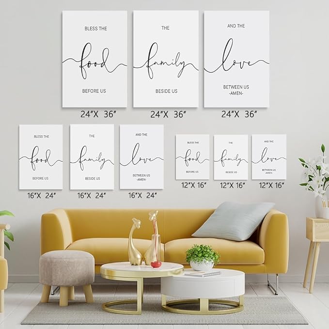 GUBIYU Dining Room Wall Art Decor Home Family Wall Pictures for Kitchen Wall Art Sign Canvas Prints The Family Beside Us Wall Decoration Black and White Home Living Room Bedroom Wall Decor 16"X24"