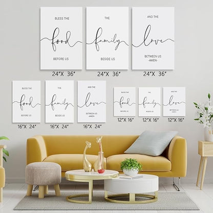GUBIYU Dining Room Wall Art Decor Home Family Wall Pictures for Kitchen Wall Art Sign Canvas Prints The Family Beside Us Wall Decoration Black and White Home Living Room Bedroom Wall Decor 16"X24"