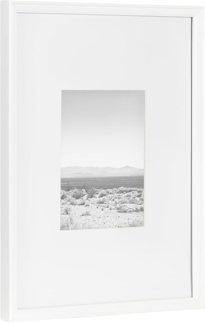 Kate and Laurel Adlynn Coastal Rectangle Picture Frame Set of 3, 16 x 20 matted to 8 x 10, White, Modern Three-Piece Photo Frame Set for Gallery Wall Decor in Living Room Wall Display