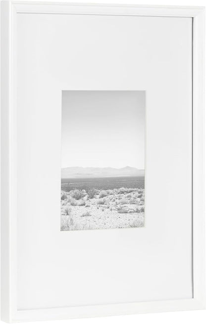 Kate and Laurel Adlynn Coastal Rectangle Picture Frame Set of 3, 16 x 20 matted to 8 x 10, White, Modern Three-Piece Photo Frame Set for Gallery Wall Decor in Living Room Wall Display