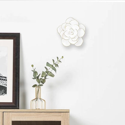 Guichifun Flower 3D White Succulent Wall Decor - Resin Home Accents Indoor or Outdoor Art Wall Sculptures Hanging Flowers for Bathroom Living Room Bedroom Gifts 5.5 X 2.25 X 5.75 Inch