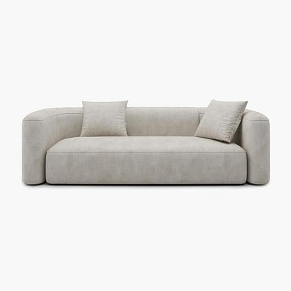 Acanva Luxury Modern Tight Curved Back Velvet Sofa, Minimalist Style Comfy Couch for Living Room Apartment, 3 Seater, Cream