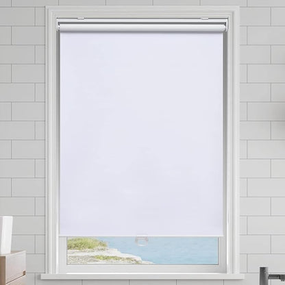 AOSKY Cordless Roller Shades Blackout Blinds for Windows Room Darkening Rolled Up Shades with Spring System, UV Protection Window Shades Door Blinds for Home and Office (36.5" W x 72" H, White)