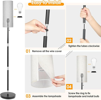 Coucrek Floor Lamp for Living Room, 3 Color Temperature Modern Standing Lamps, Minimalist Floor Lights for Bedroom, Office, Reading,Gray