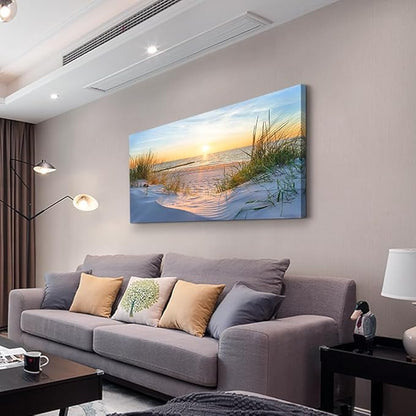 Wapluam Wall Decorations For Living Room Canvas Wall Decor For Bedroom Modern Fashion Office Wall Art Ocean Beach Wall Painting Blue Sea Landscape Pictures Artwork Canvas Prints Home Decor mural