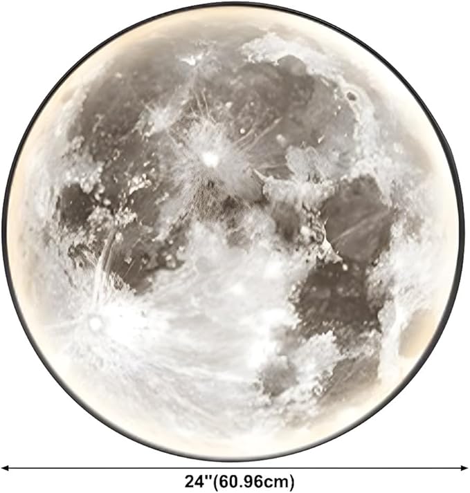 LITFAD Round Shape Dimmable Wall Mount Light Simple Wall Lamp Moon LED Wall Sconce with Acrylic Shade for Living Room Bedroom Hotel - 110V-120V 24" Remote Control Stepless Dimming