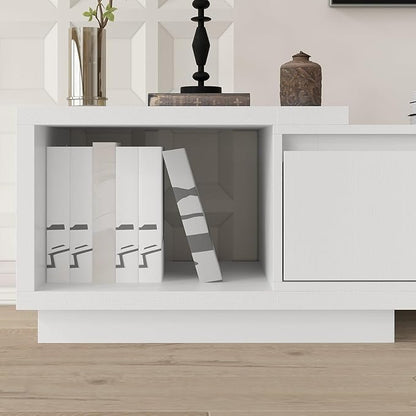 Extendable TV Console Table Modern TV Cabinet with Drawers, Contemporary Entertainment Center Media Storage Console Table for Living Room White (65.4-106.3”W x 15.7”D x 15.4”H)